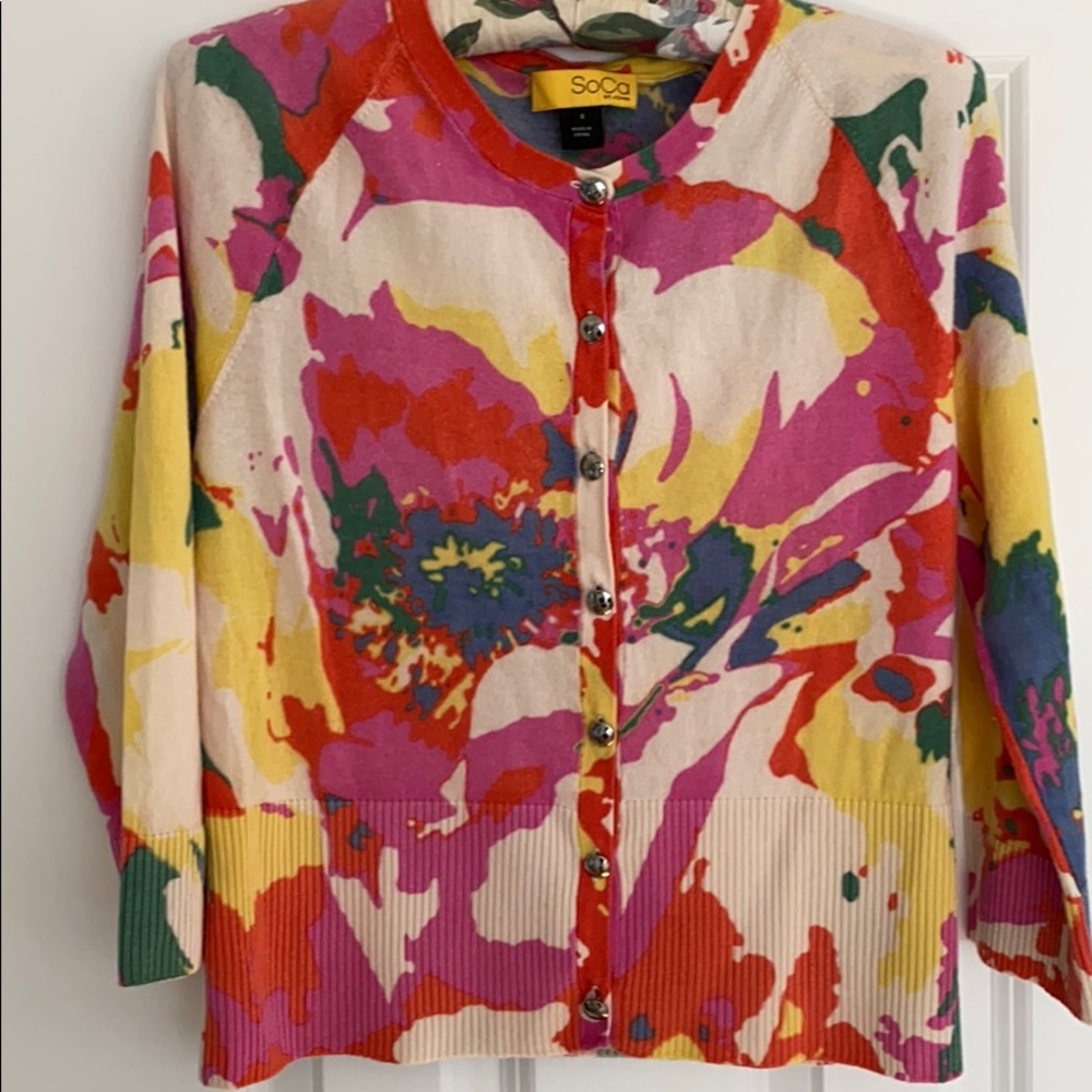 Summer weight SoCa St. John 3/4 sleeve sweater. S.